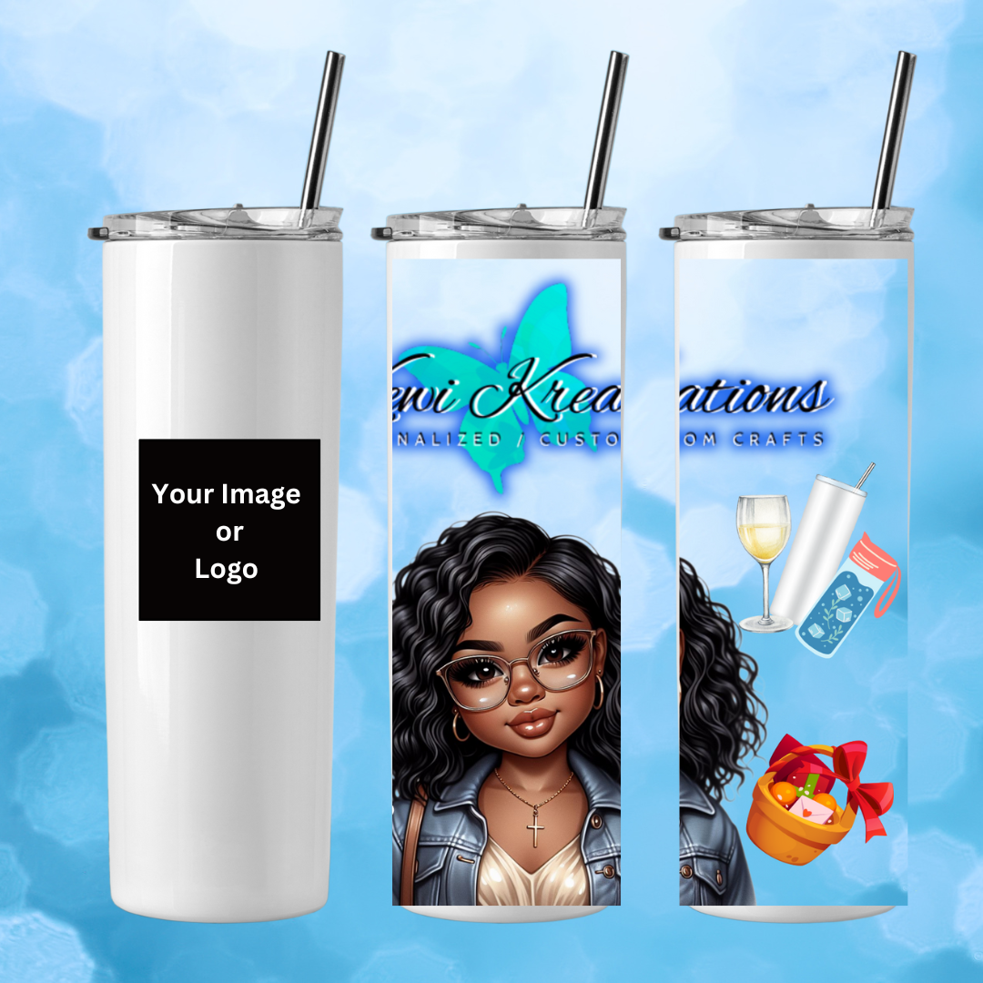 20oz Skinny Stainless Steel Tumbler with Lid and Straws
