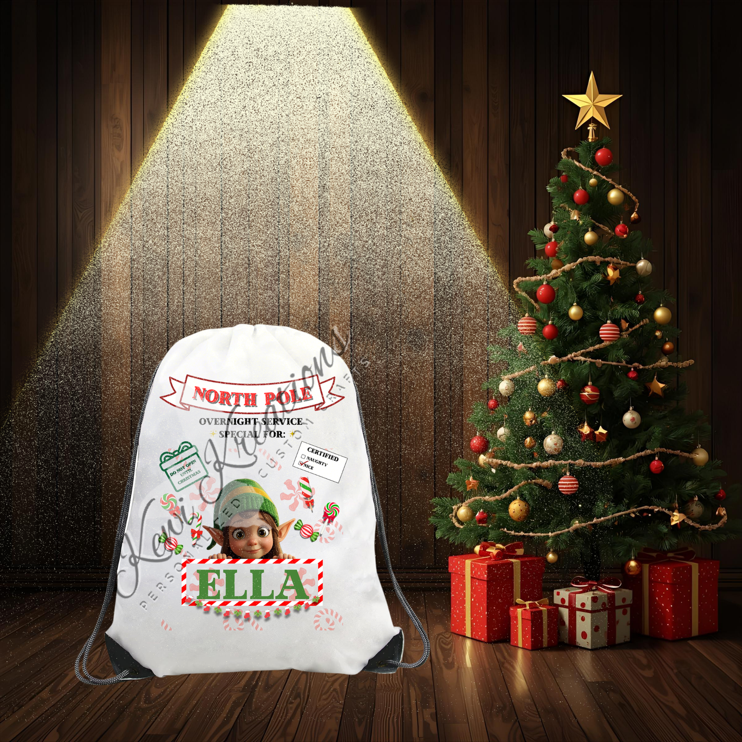 Personalized Christmas Drawstring Backpacks