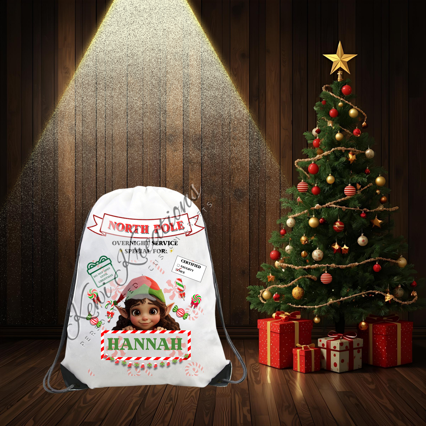 Personalized Christmas Drawstring Backpacks
