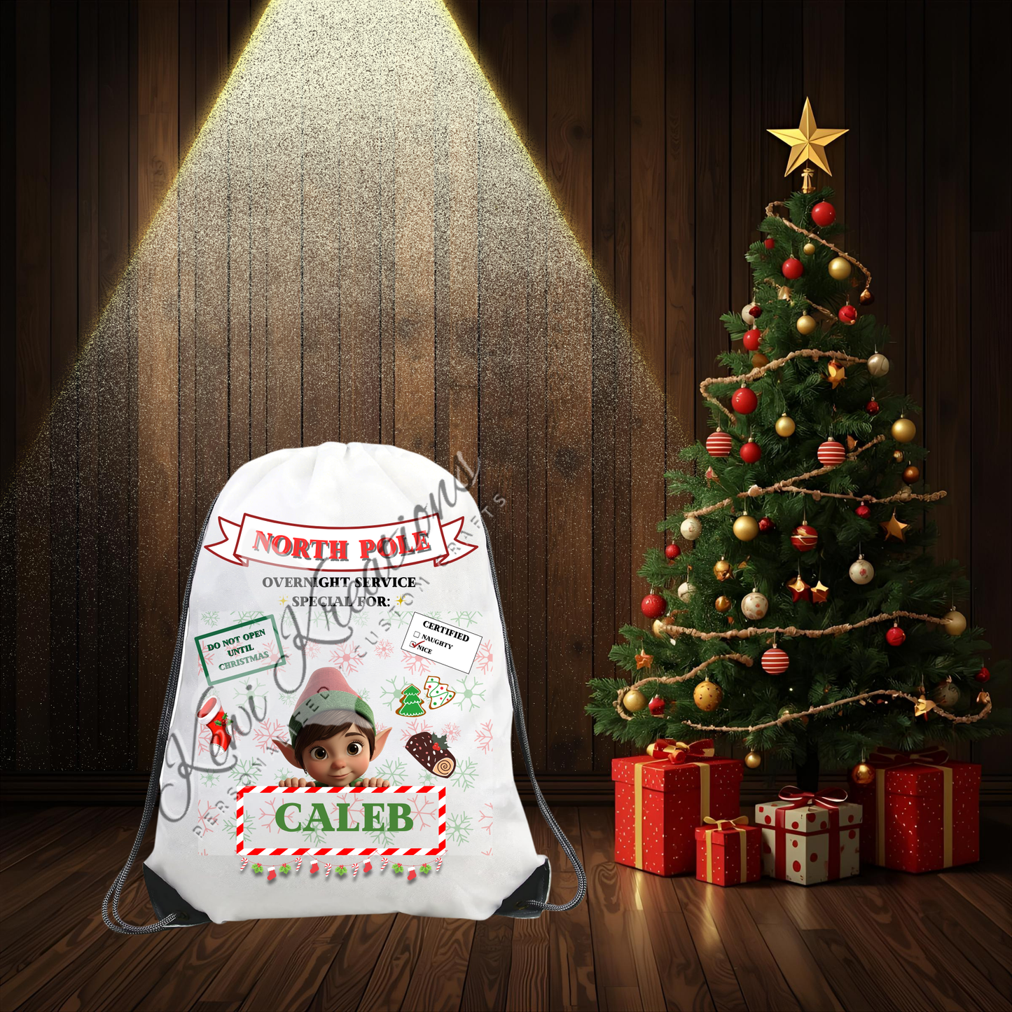 Personalized Christmas Drawstring Backpacks