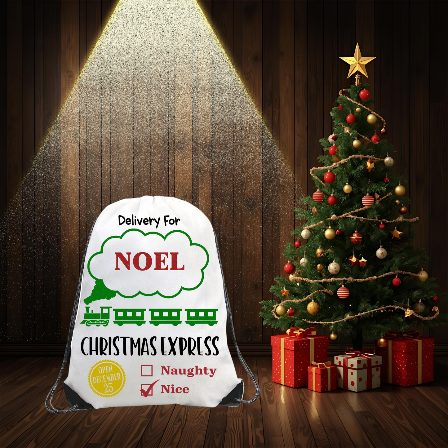 Personalized Christmas Drawstring Backpacks