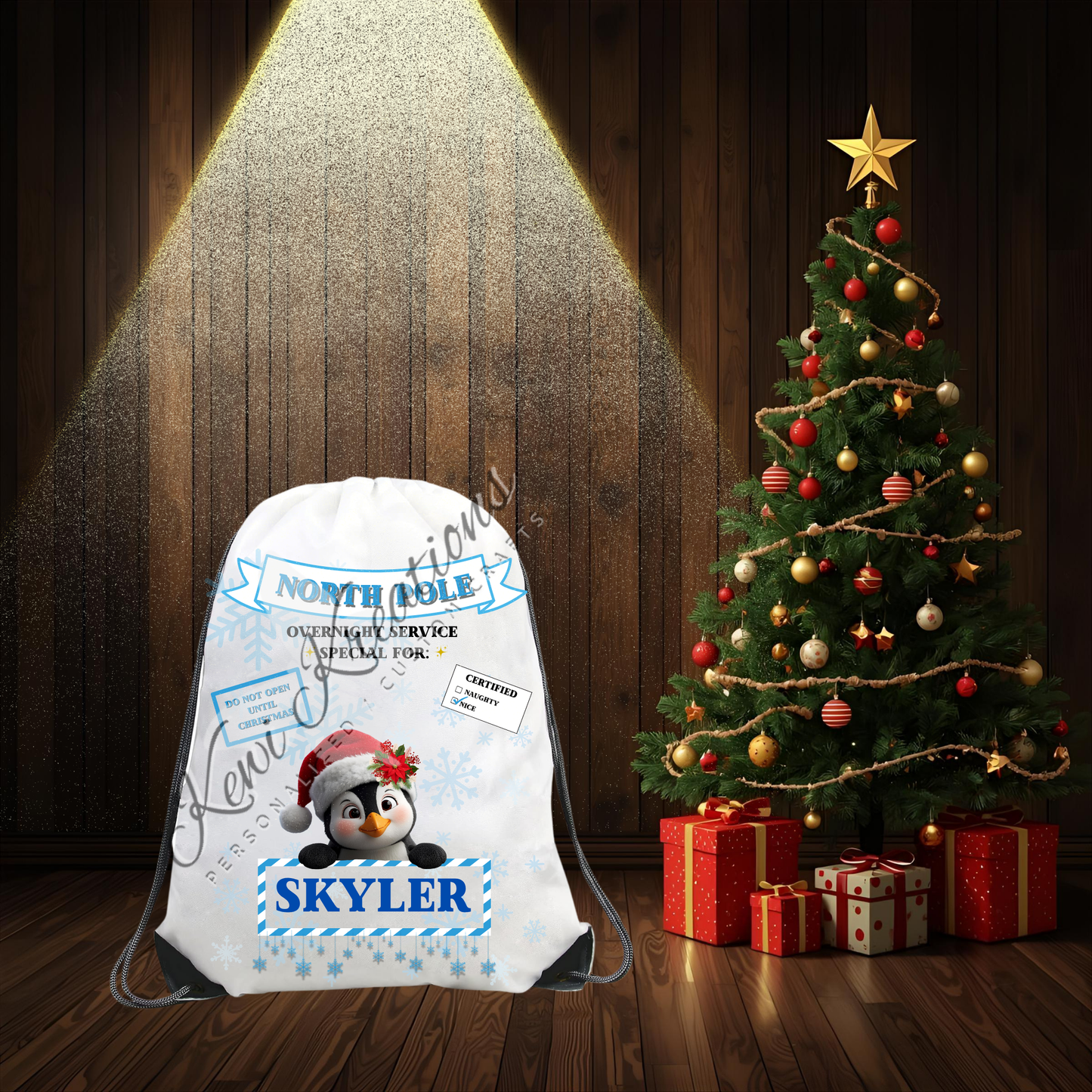 Personalized Christmas Drawstring Backpacks