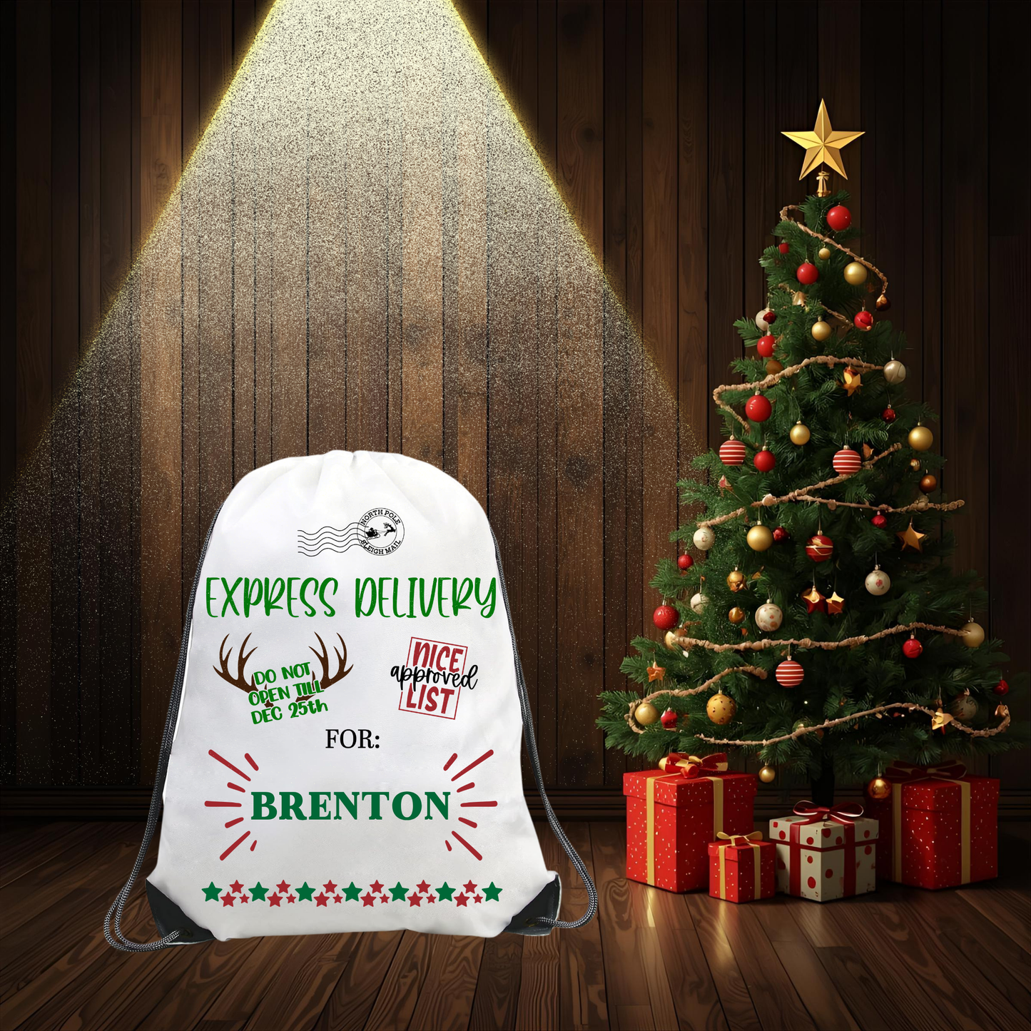 Personalized Christmas Drawstring Backpacks